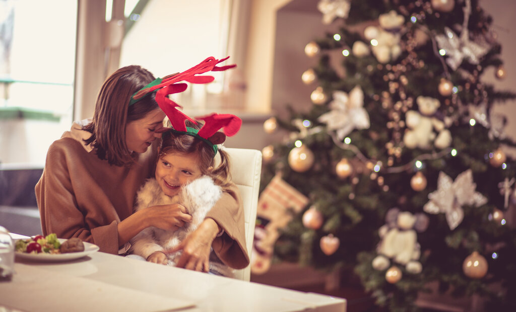 Mom and Daughter Spending Christmas Together