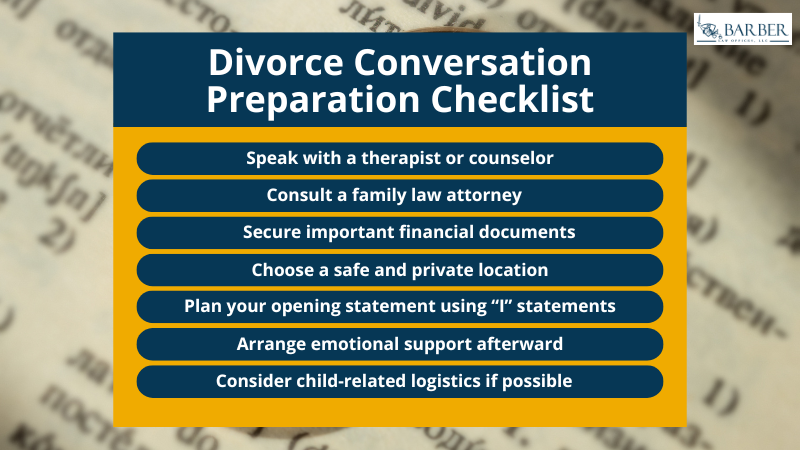 Preparation for Divorce Conversation - Barber Law Offices
